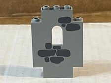 Lego 4444 Old Light Gray Panel 2 x 5 x 6 Wall With Window with Dark Gray Stones