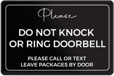 Please Do Not Knock or Ring Doorbell Sign  4X6" Durable ABS Plastic  Do Not Kn