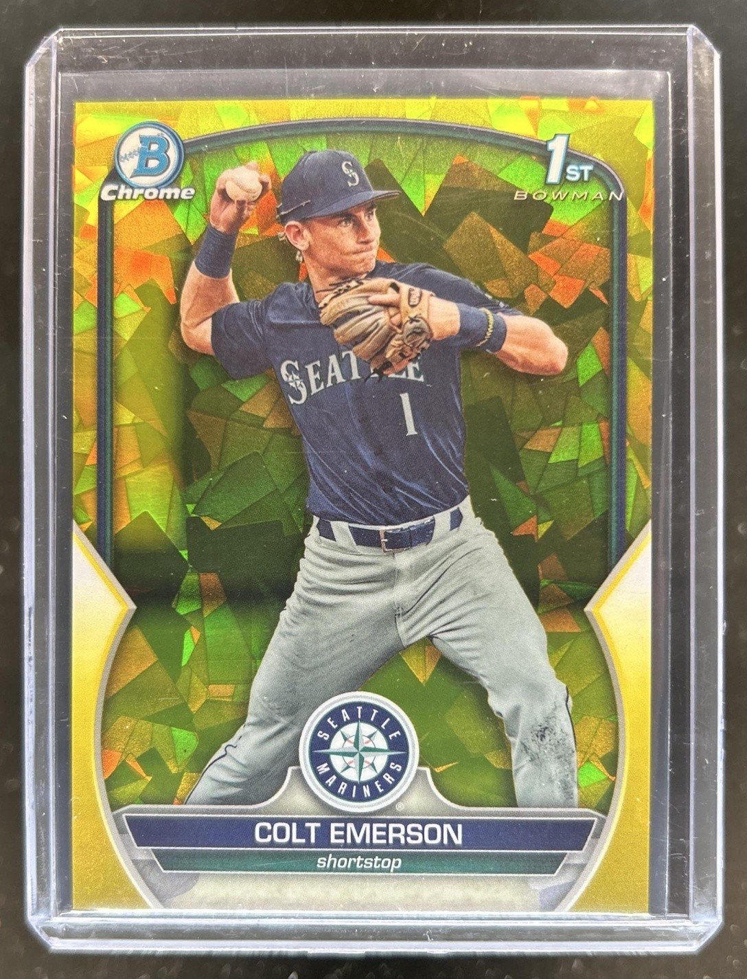2023 Bowman Draft Sapphire Colt Emerson Chrome Yellow Refractor 1st #/75