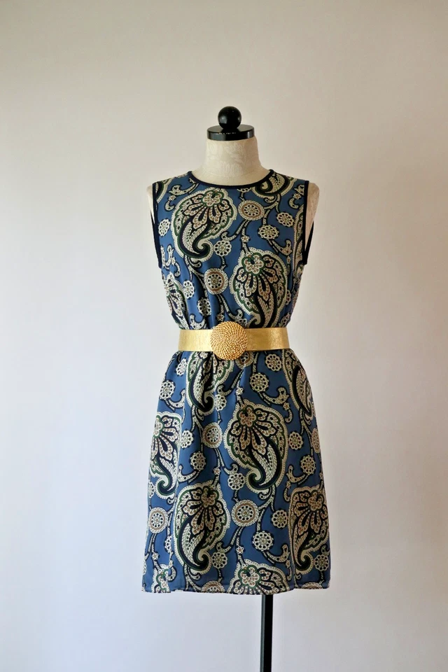 Mini Vestido Massimo Dutti Azul Estampado Paisley Seda Sin Mangas Cambio Corto Mujer 8 Foto 4 de 4