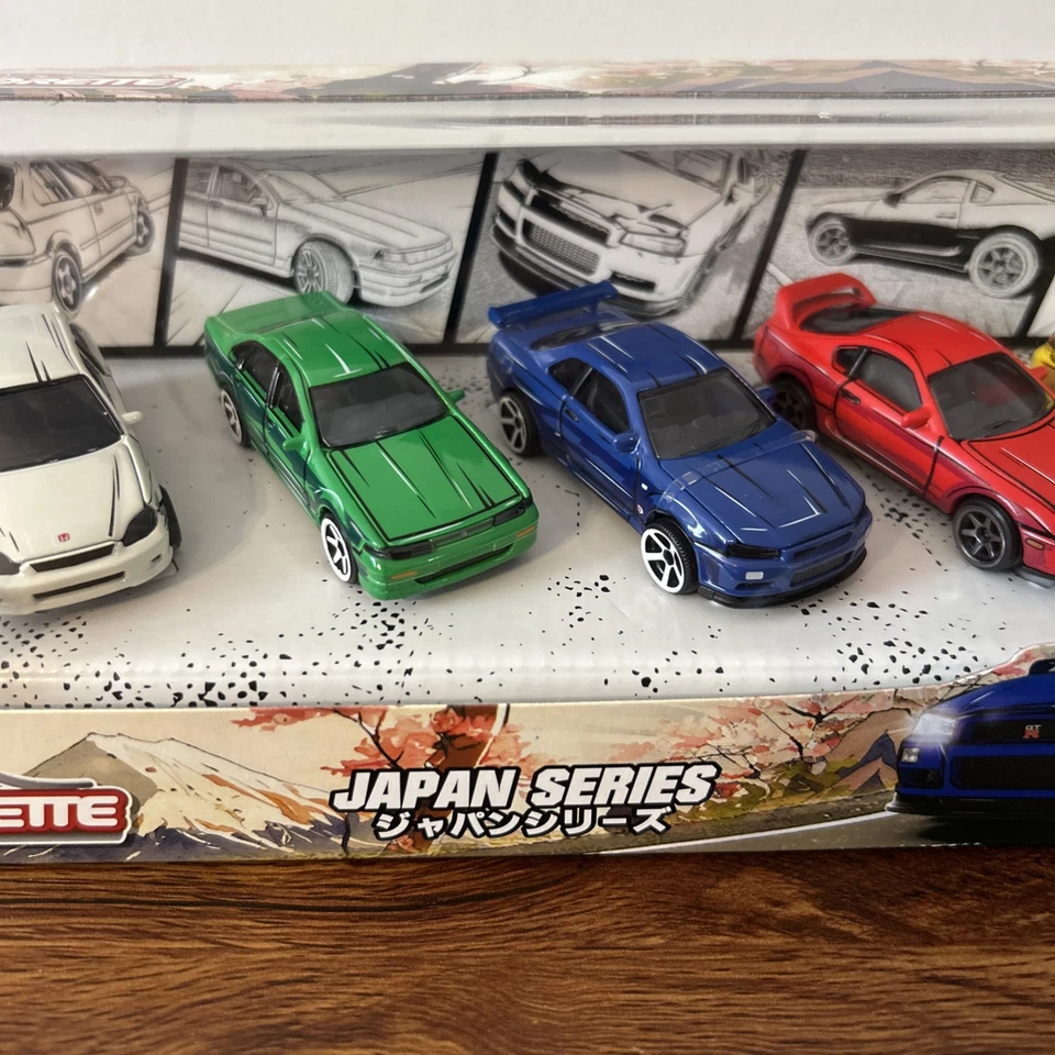 Paquete de regalo Majorette serie Japón Toyota Supra Honda Civic Nissan Skyline GT-R EVO Foto 3 de 4