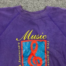 Hanes Sweatshirt Mens Size Large Purple Music 10th Anniversary Raglan USA Made