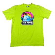 Stussy 95.5 KLOS California Love Drop Graphic T-Shirt Neon Green Mens Medium
