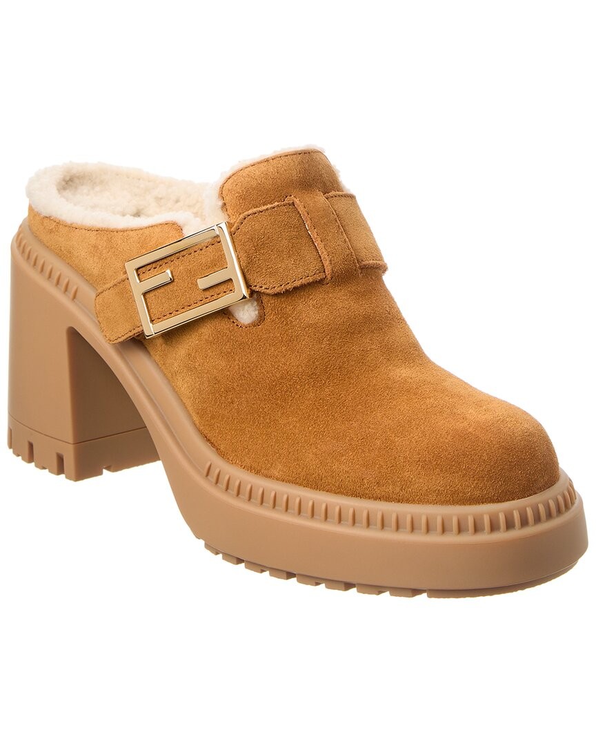 Женская обувь из замши и дубленки Fendi Feel Mule 39 102990₽