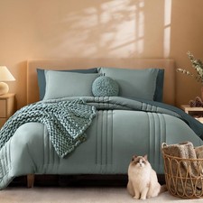 Full Size Comforter Sets - 7 Pieces Sage Green Bed in a Bag Full Size Bedding...