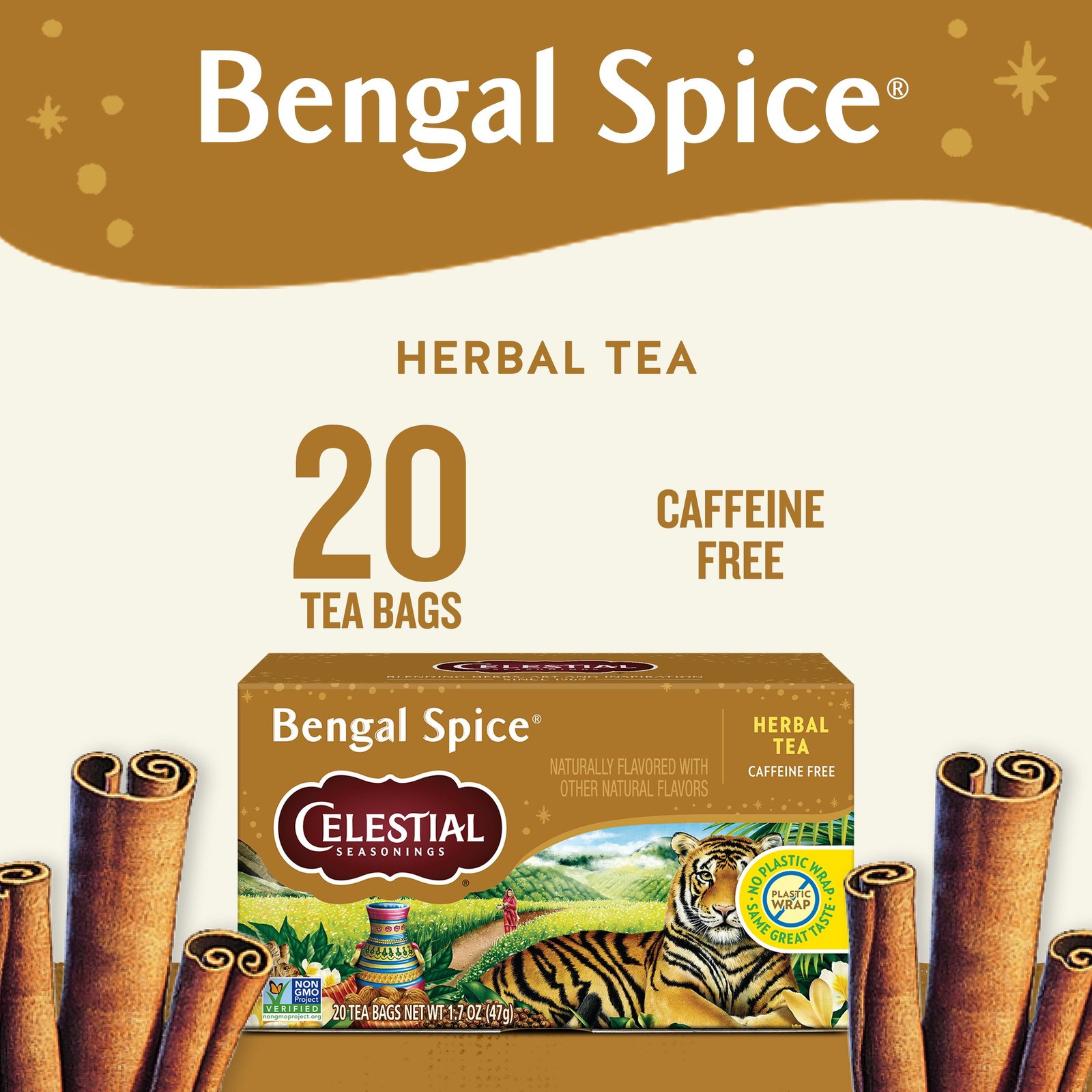 (4 pack) Celestial Seasonings Bengal Spice Herbal Tea Bags (20 Count)