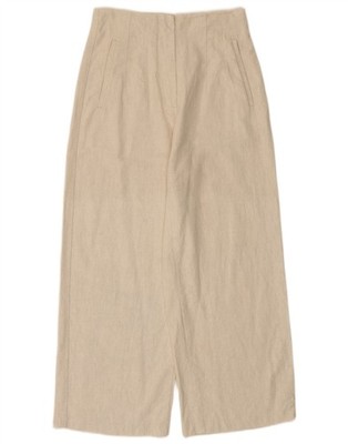 Zara Damen Wide Leg Cropped Hose Medium W28 L25 Off White Baumwolle BM12