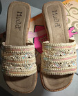 Mudd Y2K Vintage "Pazzy" Cream Slip On Cork Platform Wedge Sandals Sz 6.5M