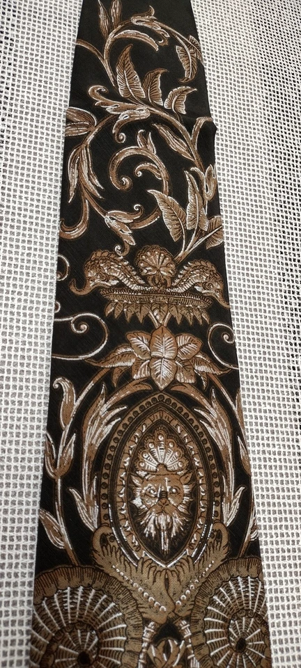 Gianfranco Ferre Tie Vintage Luxury GFF ITALY Logo Brown Bronze Baroque Design - Image 3 of 4