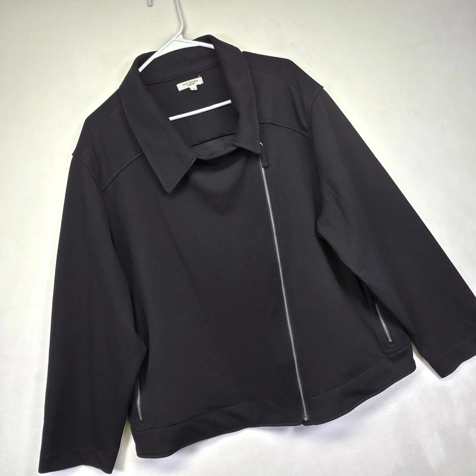 Chaqueta MAX STUDIO Mujer 3X Negra Asimétrica Estructurada Motociclista Moderna Blazer Foto 2 de 4