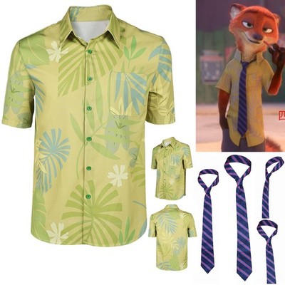 Zootopia 2 Nick Wilde Cosplay Costume Halloween Carnival Shirts Tie Necktie Tops