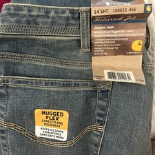 Carhartt Relaxed Fit Jasper Boot Denim Jeans Womens 14 Short, NWT