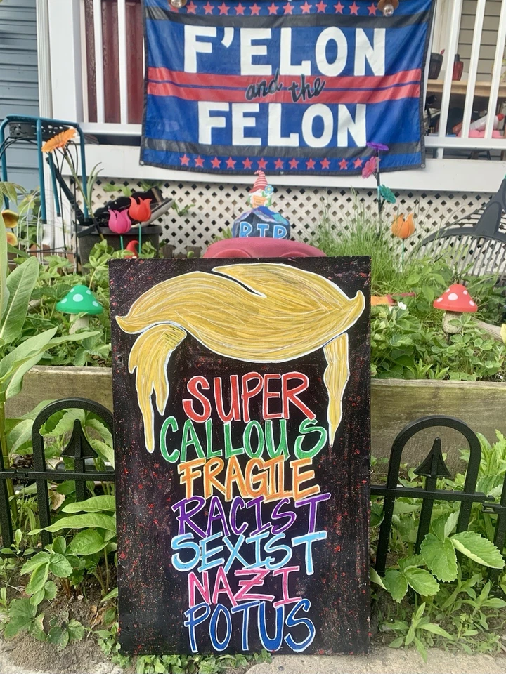 特朗普政治标志手绘横幅/户外家居装饰 — 第 4/4 张图片