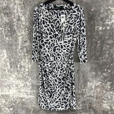 NEW Lauren Ralph Lauren Size 6 Floral Print Midi Faux Wrap Dress White Black NWT