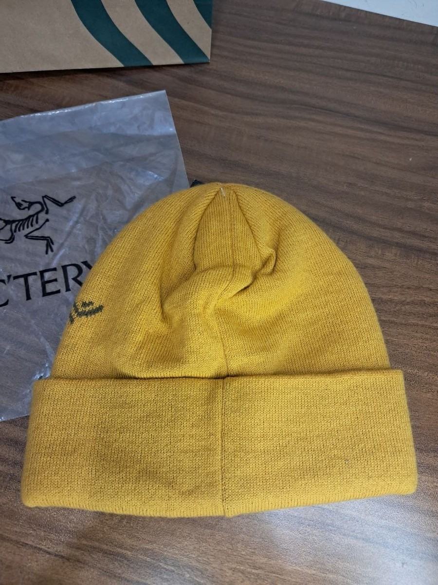 Arc'teryx Bird Word Toque Yellow Wool Knit Beanie Ski Winter Hat