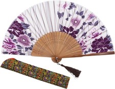 Hand Held Bamboo Silk Folding Fan Hand Fan,Chinese/Japanese Charming Elegant