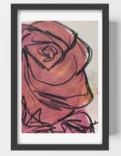 GUAJARDO Original Contemporary Expressionism Rose Close-up 9X6 Paper Signed Art