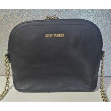 STEVE MADDEN Black Dome BMaggie Crossbody Bag Satchel Gold Chain Strap Zip SM