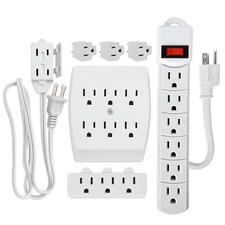7 Piece Power Value Pack Multi-Outlet Kit Set Includes 6 Outlet Power Strip, ...