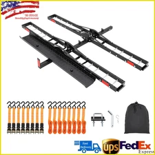 Dual Motorcycle Steel Hitch Mount Hauler 600 LBS Dirt Bike Hitch Carrier w/Ramp