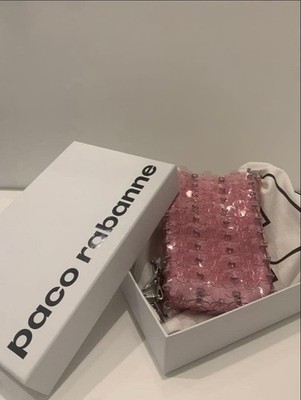 PACO RABANNE Silver Chain Pink Shoulder Bag Women's Mint Condition Included Box