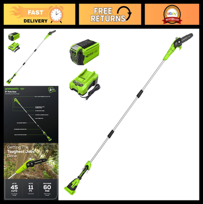 #ad Greenworks 40V 8 Inch Cordless Pole Saw Battery and Charger Included $251.99