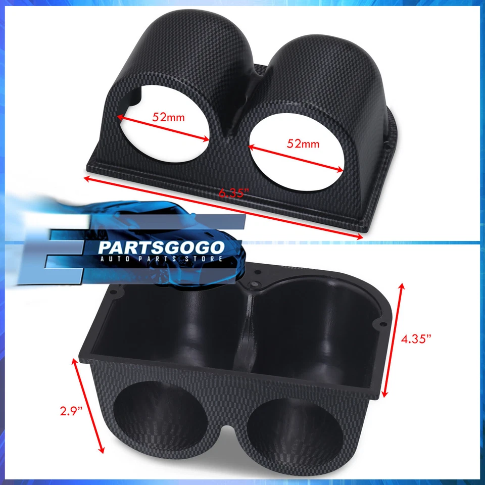 Carbon Fiber 52mm / 2" Dual Gauge Pod Dashboard Mount Bracket Bezel Trim Cluster - Image 2 of 4