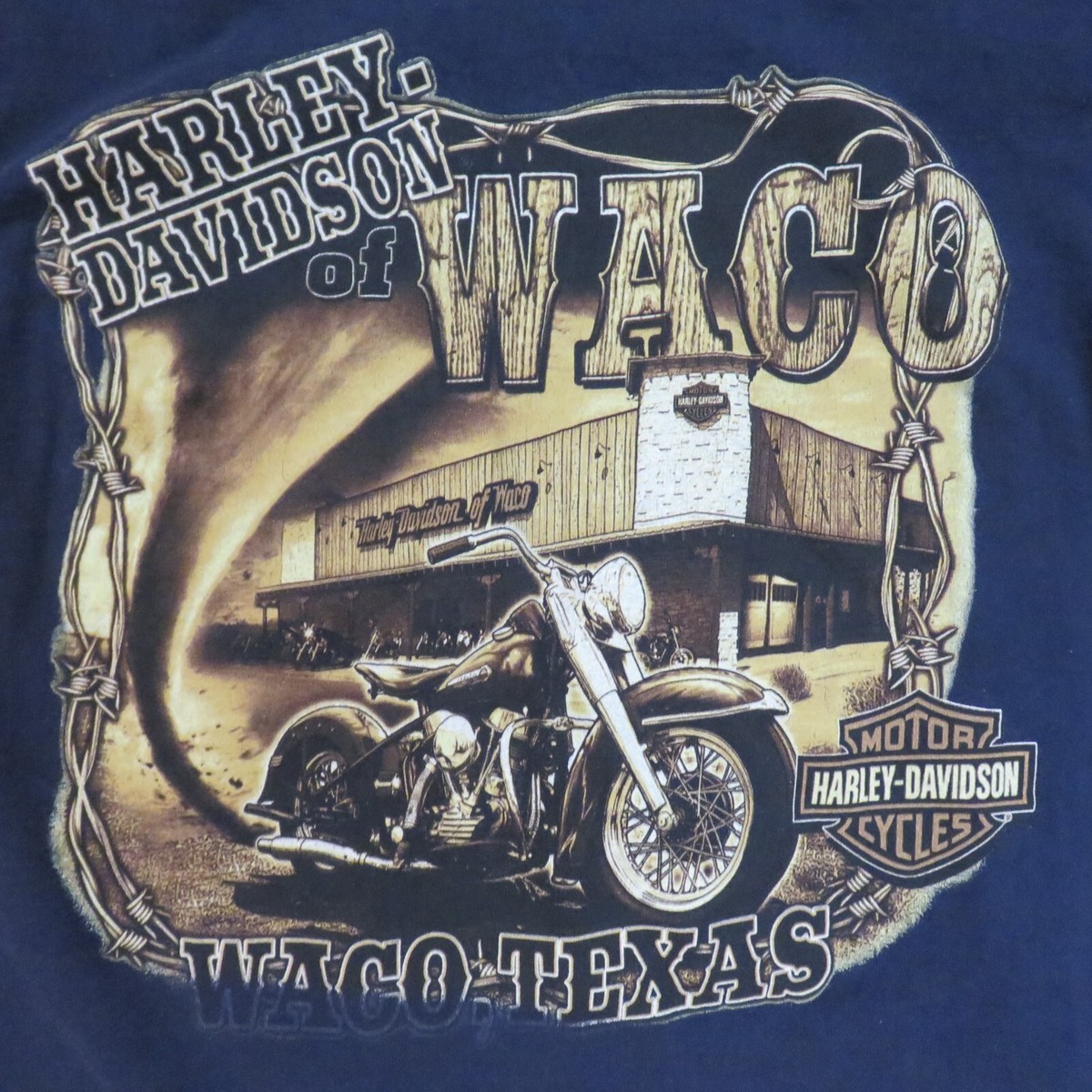 Harley Davidson Waco Texas Double Sided Biker T-shirt USA Made M 