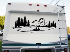 Moon Lake Mountain Canoe Scene Vinyl Decal Rv Graphics Camping Die Cut Sticker Moon Lake Mountain Canoe Scene Vinyl Decal Rv Graphics Camping Die Cut Sticker