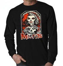 Misfits Vampire Girl Punk Rock Band Men's Black Long Sleeve Shirt