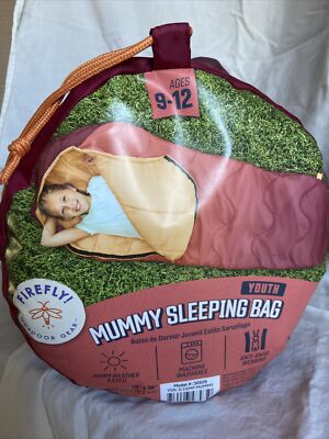 Firefly Outdoor Gear Youth Mummy Sleeping Bag Machine Wash Red Orange 70'' x 30''