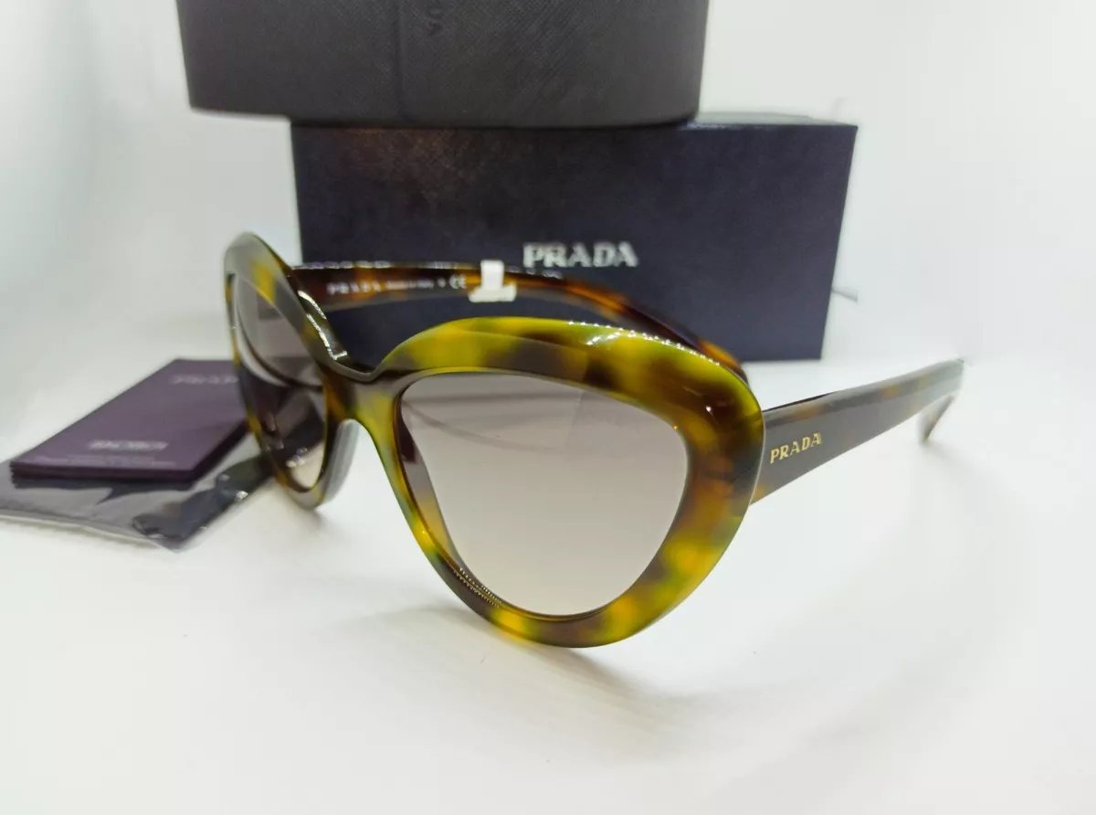 New Authentic PRADA Sunglasses SPR 08R TKR 3D0 Havana Frame Light Brown Lens