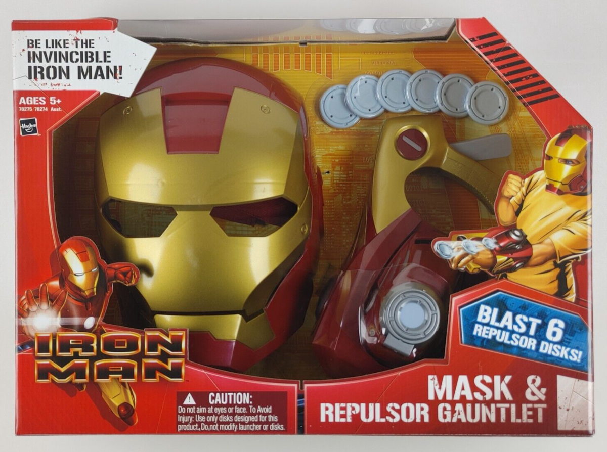 Iron Man Helmet Mask & Repulsor Gauntlet Disk Shooter Marvel Hasbro 2008 New | eBay Iron Man Helmet Mask & Repulsor Gauntlet Disk Shooter Marvel Hasbro 2008 New | eBay