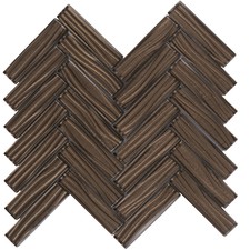 Brown Metallic Wave Cold Spray Glass Mosaic Tile Herringbone Kitchen Backsplash