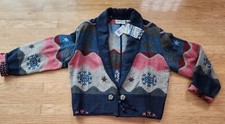 Vintage Flashback Cropped Jacket Boho Southwestern Tapestry Stars Colorful Large