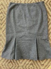 Vtg 90s VALENTINO Roma Grey Flannel Wool Cashmere Skirt Flared Hem Sz 10