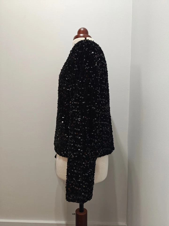 Chaqueta de lentejuelas de terciopelo ultra suave hecha a mano con botón dorado talla XXL (uk14-16) Foto 4 de 4