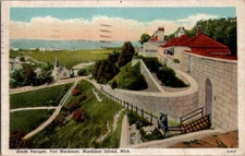 Postcard South Parapet Fort Mackinac Island Michigan Blockhouses Great Lakes
