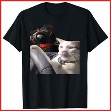 Cat Driving Meme Black Cotton T-Shirt S-5XL