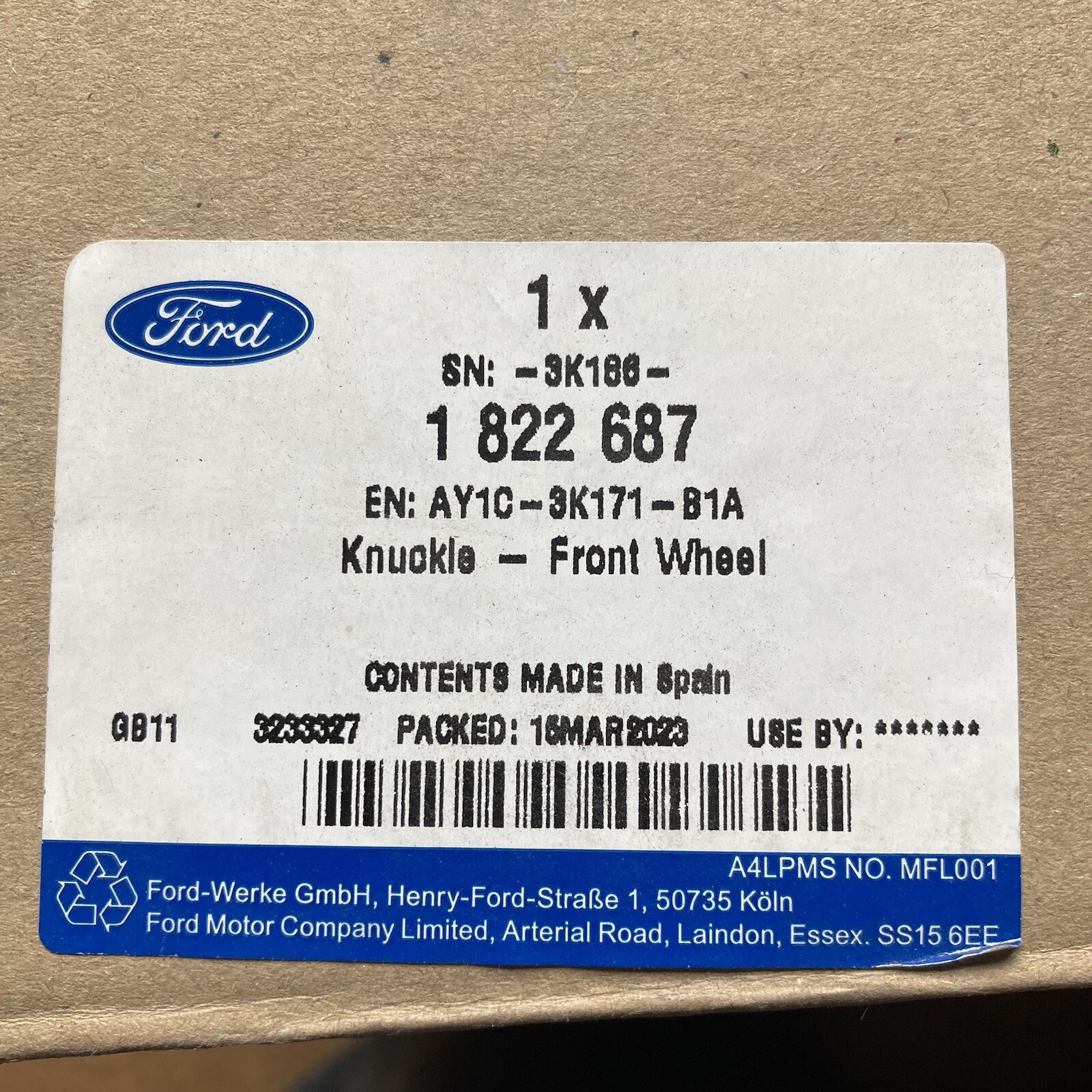 Genuine Ford Fiesta Front NEARSIDE Wheel Knuckle Spindle Mk7  