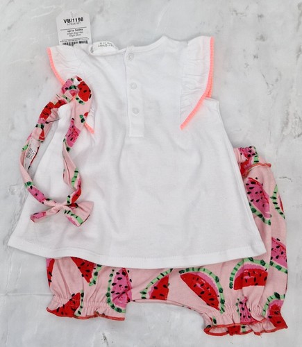 SIGUIENTE Conjunto de 3 piezas de top blanco y pantalones cortos de sandía para bebés niñas de manga corta 3 meses - Imagen 4 de 6