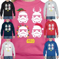 Image of Star Wars Santa Chirtsmas Jumper SweatShirt Pullover Kids Youth Festive Fun Gift