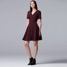 simply vera Women’s Dress Size XL wang wang Embroidered fit & Flare dress
