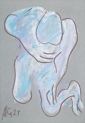 ''Pain'' pastel painting chalk drawing sig. Unique Prof.em A. Loeschner-Gornau