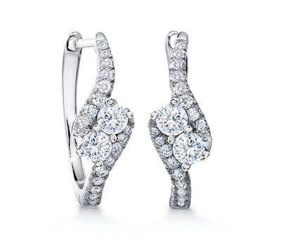 925 Silver Earrings Ever Us Two-Stone Natural Moissanite Swirl Hoop Engagement