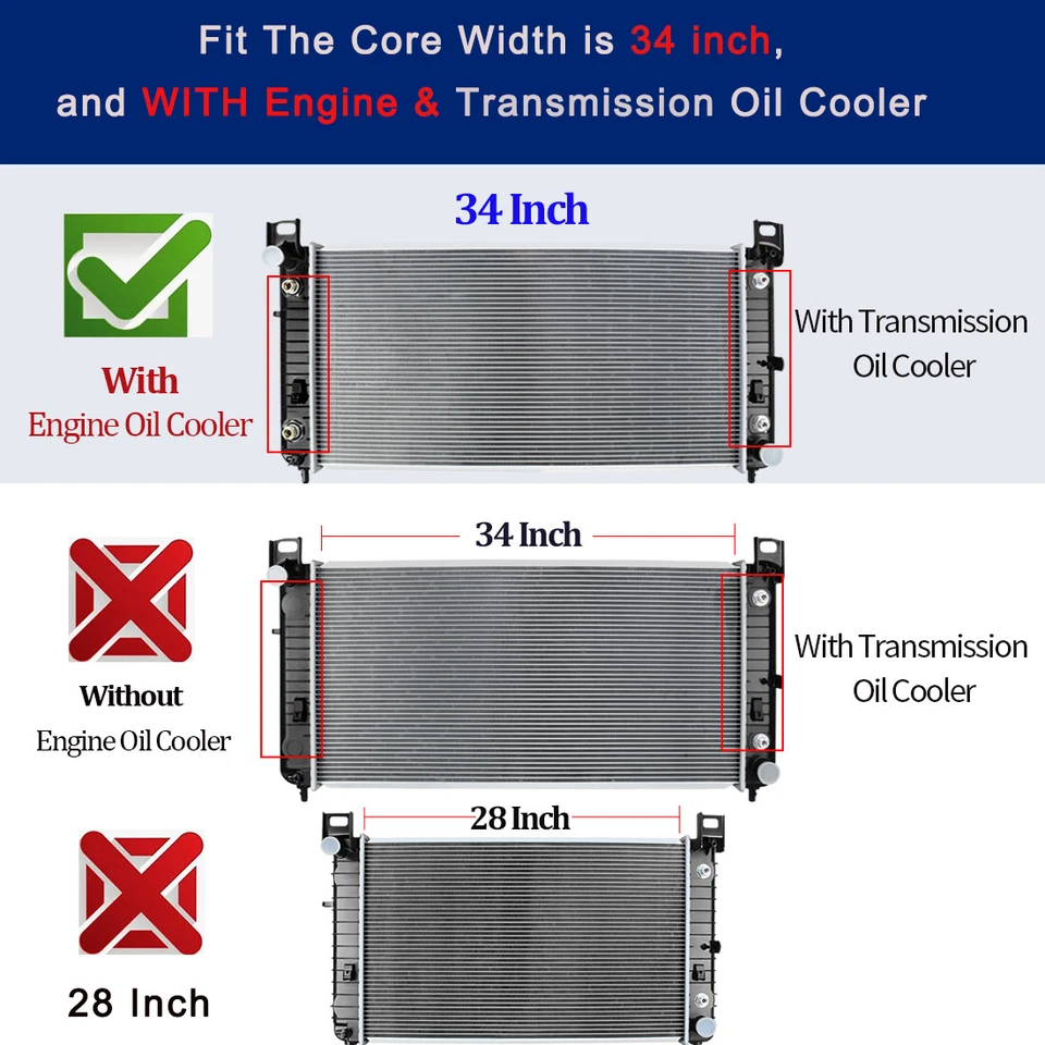 YITAMOTOR 34" Radiator for GMC Sierra 1500 2500 3500 HD Yukon XL Hummer H2 2370 — 第 2/4 张图片