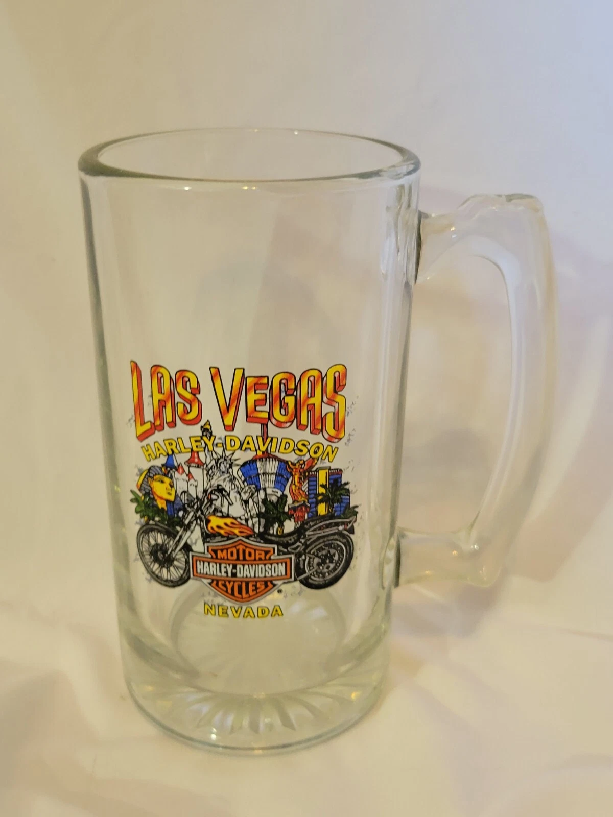 Vintage Harley Davidson Las Vegas NV 1997 Glass Beer Mug Euc