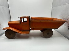 Vintage Wyandotte 1930's Pressed Steel 10" Dump Truck Wood Wheels All Original