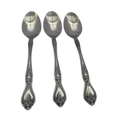 3 Rogers Summer or Precious Rose Stainless Tea Spoons Korea