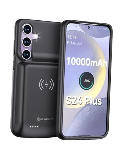 Battery Case for Samsung S24 Plus, 10000mAh Qi Wireless Charging, Fast